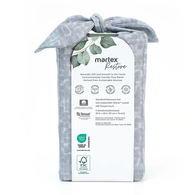 Martex Restore Echo 300tc Wrinkle Resistant Temperature Regulating Pillowcase