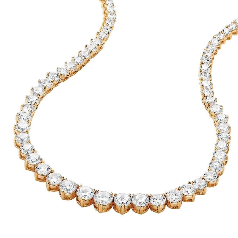 Womens White Cubic Zirconia 14K Gold Over Brass 16 Inch Tennis Necklace
