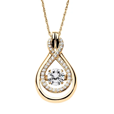 DiamonArt® Womens 1 1/4 CT. T.W. White Cubic Zirconia 14K Gold Over Silver Pendant Necklace