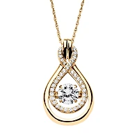 DiamonArt® Womens 1 1/4 CT. T.W. White Cubic Zirconia 14K Gold Over Silver Pendant Necklace