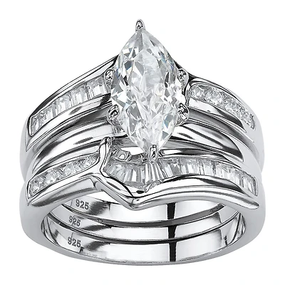 DiamonArt® Womens 3 1/2 CT. T.W White Cubic Zirconia Sterling Silver Bridal Set