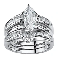 DiamonArt® Womens 3 1/2 CT. T.W White Cubic Zirconia Sterling Silver Bridal Set
