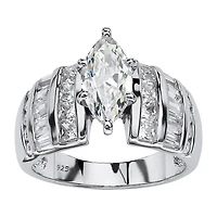 DiamonArt® Womens 3 3/4 CT. T.W. White Cubic Zirconia Platinum Over Silver Engagement Ring