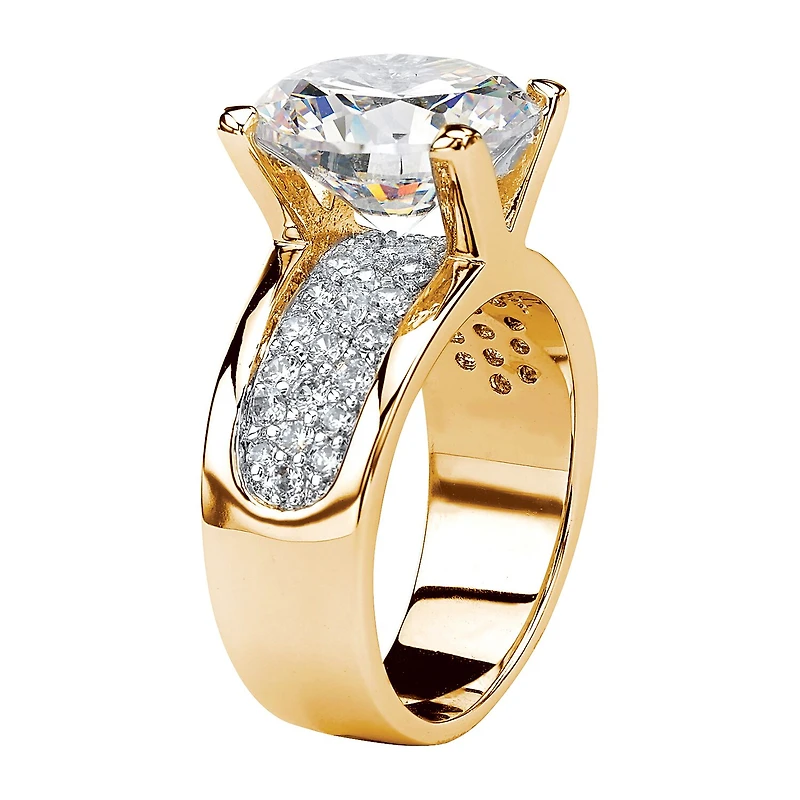 Womens Cubic Zirconia 14K Gold Over Brass Engagement Ring