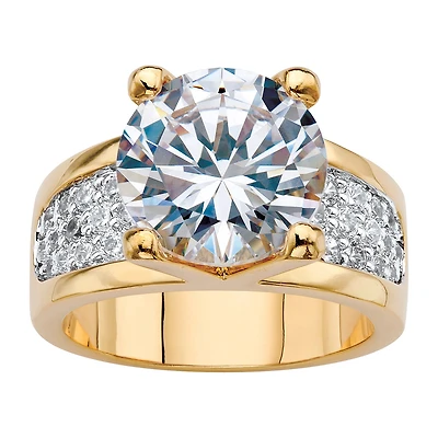 Womens Cubic Zirconia 14K Gold Over Brass Engagement Ring