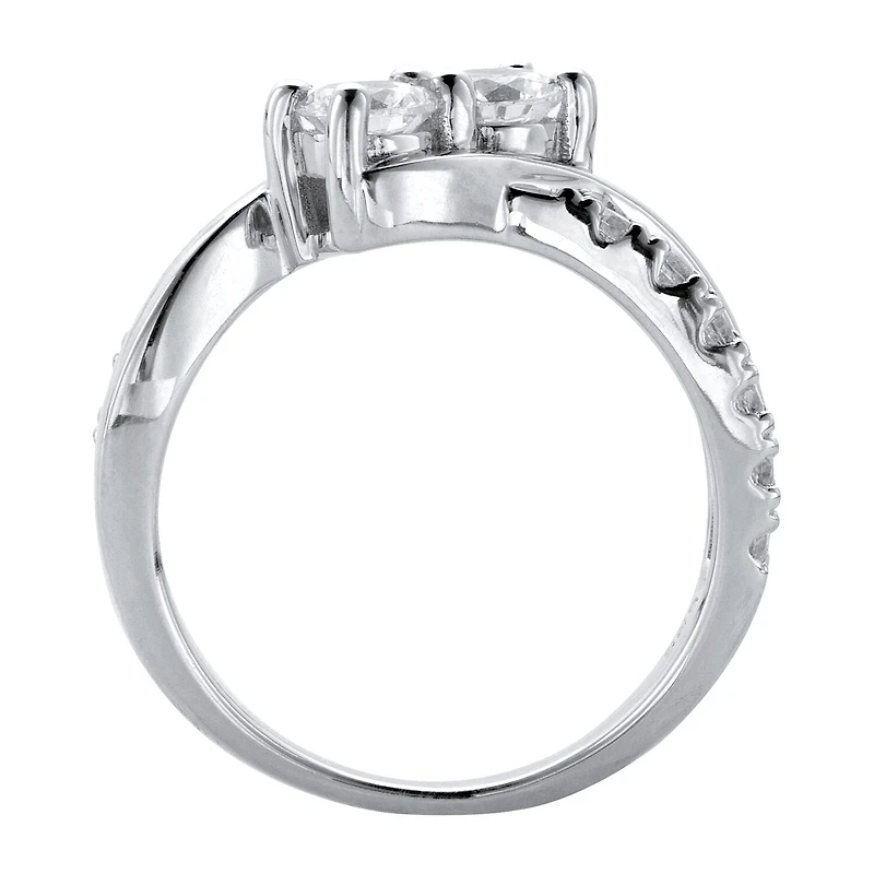 DiamonArt® Womens 1 1/5 CT. T.W. White Cubic Zirconia Platinum Over Silver Promise Ring