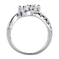 DiamonArt® Womens 1 1/5 CT. T.W. White Cubic Zirconia Platinum Over Silver Promise Ring