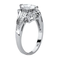 DiamonArt® Womens 1 1/10 CT. T.W.  White Cubic Zirconia Platinum Over Silver Engagement Ring