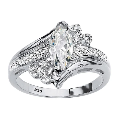 DiamonArt® Womens / CT. T.W. White Cubic Zirconia Platinum Over Silver Engagement Ring