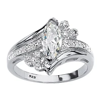DiamonArt® Womens 1 1/10 CT. T.W.  White Cubic Zirconia Platinum Over Silver Engagement Ring