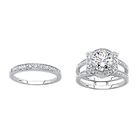 DiamonArt® Womens 2 1/3 CT. T.W. White Cubic Zirconia Platinum Over Silver Bridal Set