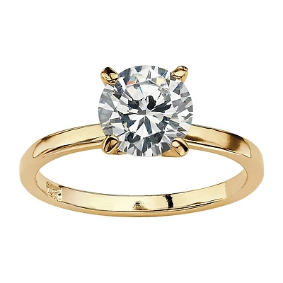 DiamonArt® Womens 2 / CT. T.W. White Cubic Zirconia 14K Gold Over Silver Engagement Ring