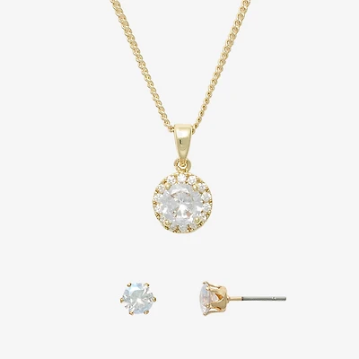 Mixit Womens Cubic Zirconia Round Hypoallergenic 2-pc. Jewelry Set