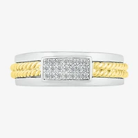 Mens 5.5MM 1/10 CT. T.W. Natural White Diamond 10K Two Tone Gold Wedding Band