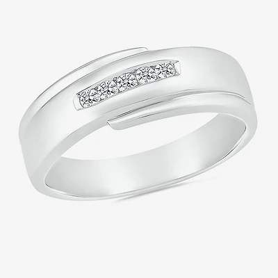 Mens 4.5MM 1/5 CT. Natural White Diamond 10K Two Tone Gold Wedding Band