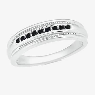 Mens 3MM 1/4 CT. T.W. Natural Black Diamond 10K Gold Wedding Band