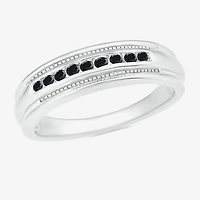 Mens 3MM 1/4 CT. T.W. Natural Black Diamond 10K Gold Wedding Band