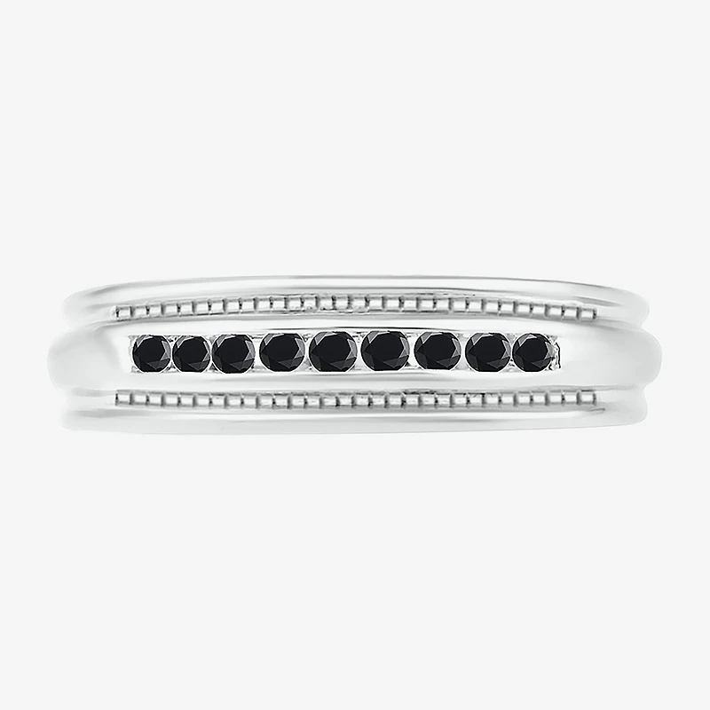 Mens 3MM 1/4 CT. T.W. Natural Black Diamond 10K Gold Wedding Band