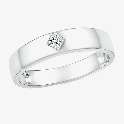 Mens 4MM Diamond Accent Natural White 10K Gold Wedding Band