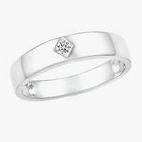 Mens 4MM Diamond Accent Natural White 10K Gold Wedding Band