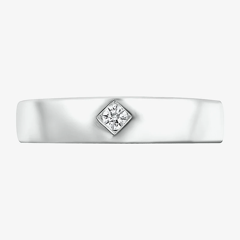 Mens 4MM Diamond Accent Natural White 10K Gold Wedding Band
