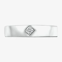 Mens 4MM Diamond Accent Natural White 10K Gold Wedding Band