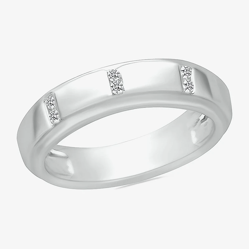 Mens 5MM 1/6 CT. T.W. Natural White Diamond 10K Gold Wedding Band