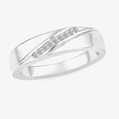 Mens 3.5MM Diamond Accent Natural White 10K Gold Wedding Band