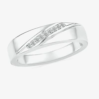 Mens 3.5MM Diamond Accent Natural White 10K Gold Wedding Band