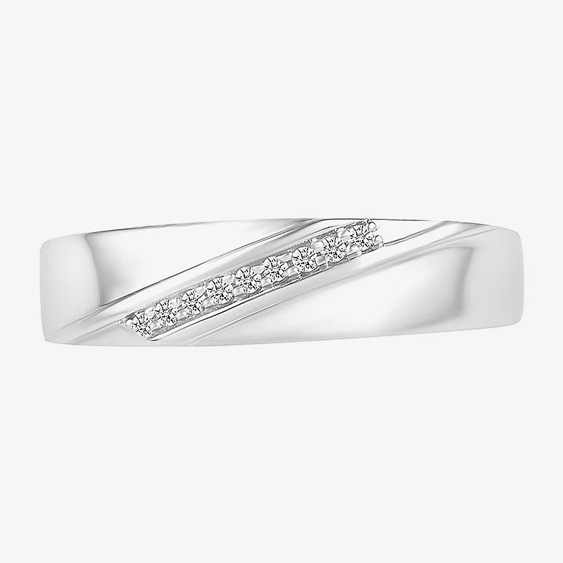 Mens 3.5MM Diamond Accent Natural White 10K Gold Wedding Band