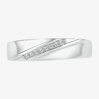 Mens 3.5MM Diamond Accent Natural White 10K Gold Wedding Band