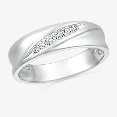 Mens 5MM 1/6 CT. T.W. Natural White Diamond 10K Gold Wedding Band