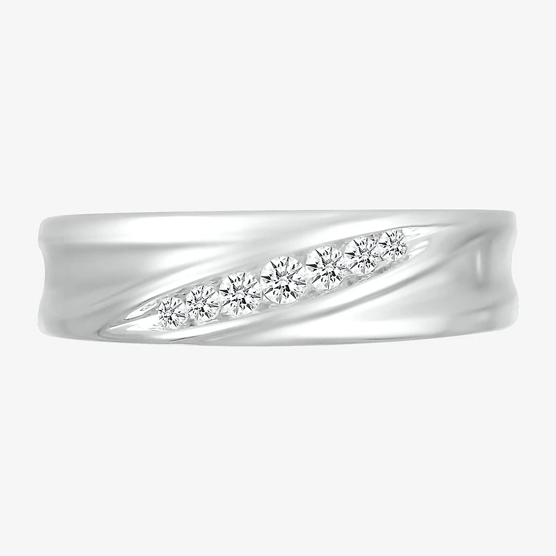 Mens 5MM 1/6 CT. T.W. Natural White Diamond 10K Gold Wedding Band
