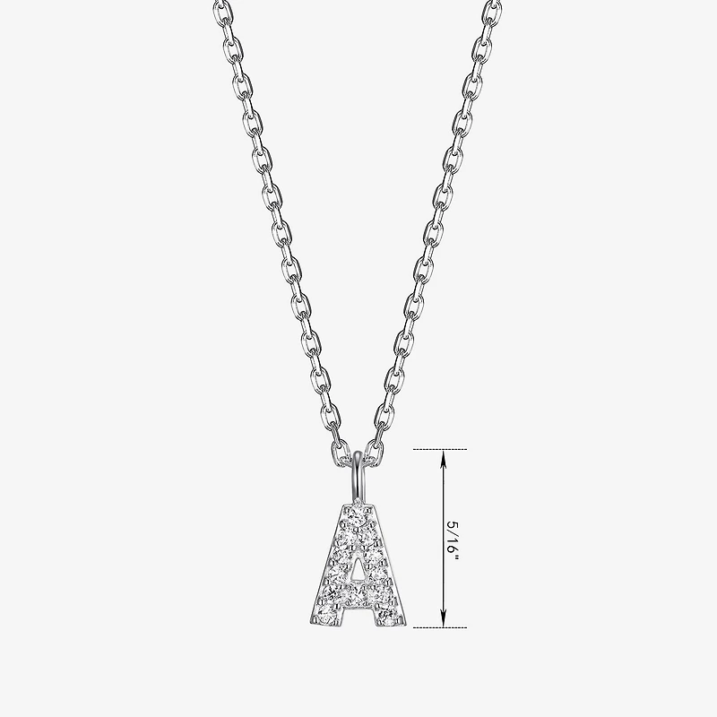 Womens Diamond Accent Cubic Zirconia Sterling Silver Round 18 Inch Pendant Necklace