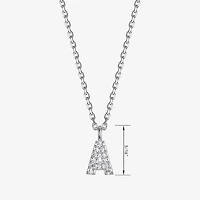 Womens Diamond Accent Cubic Zirconia Sterling Silver Round 18 Inch Pendant Necklace