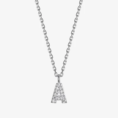 Womens Diamond Accent Cubic Zirconia Sterling Silver Round 18 Inch Pendant Necklace