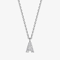 Womens Diamond Accent Cubic Zirconia Sterling Silver Round 18 Inch Pendant Necklace