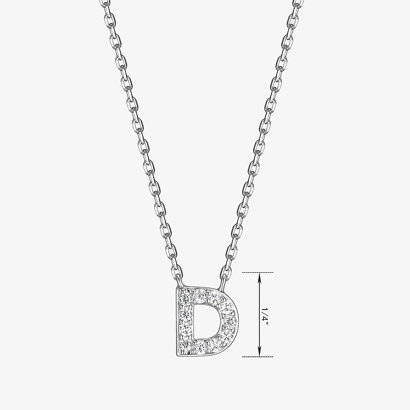 Womens 1/10 CT. T.W. Cubic Zirconia Sterling Silver Round 18 Inch Pendant Necklace