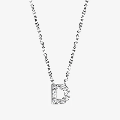 Womens 1/10 CT. T.W. Cubic Zirconia Sterling Silver Round 18 Inch Pendant Necklace