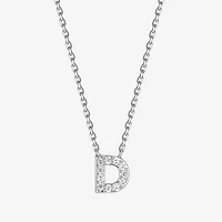 Womens 1/10 CT. T.W. Cubic Zirconia Sterling Silver Round 18 Inch Pendant Necklace