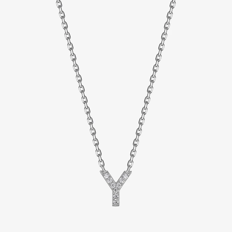 Womens Diamond Accent Cubic Zirconia Sterling Silver 18 Inch Pendant Necklace