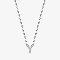 Womens Diamond Accent Cubic Zirconia Sterling Silver 18 Inch Pendant Necklace