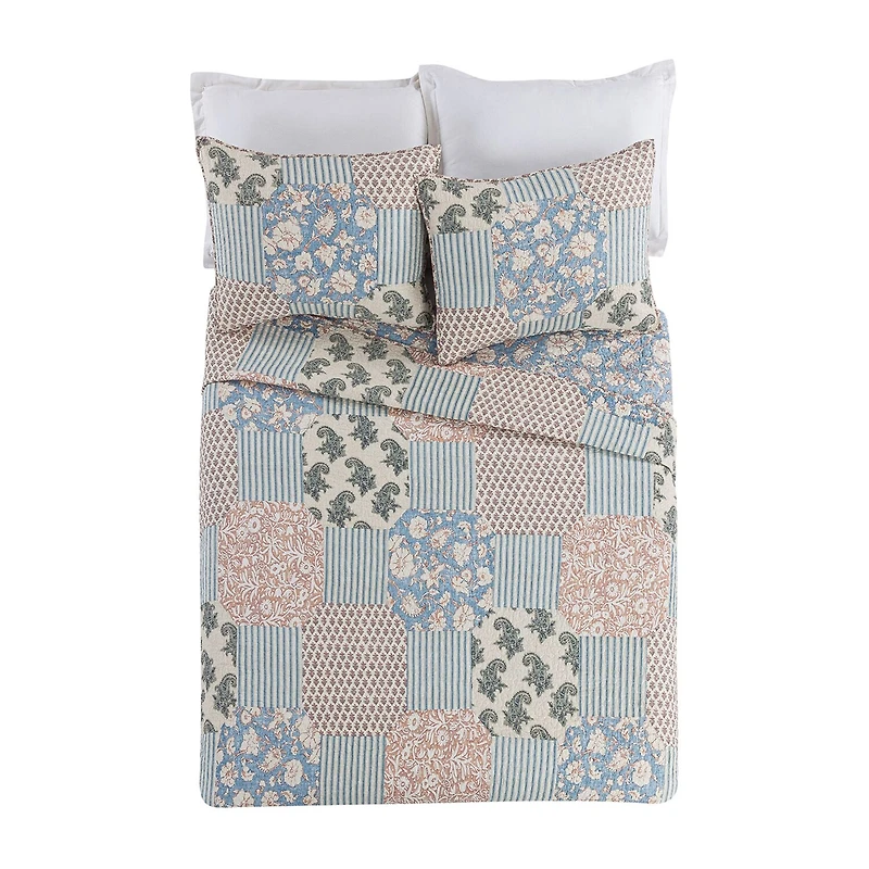 Mary Jane's Home Provencal Rose 3-pc. Embroidered Quilt Set