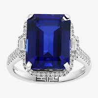 Effy Final Call  Womens Gemstone & 3/8 CT. T.W. Diamond 14K Gold Halo Side Stone Cocktail Ring