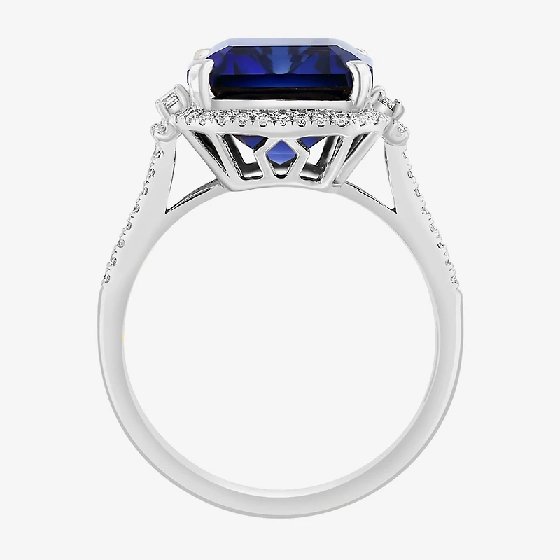 Effy Final Call Womens Gemstone & 3/8 CT. T.W. Diamond 14K Gold Halo Side Stone Cocktail Ring