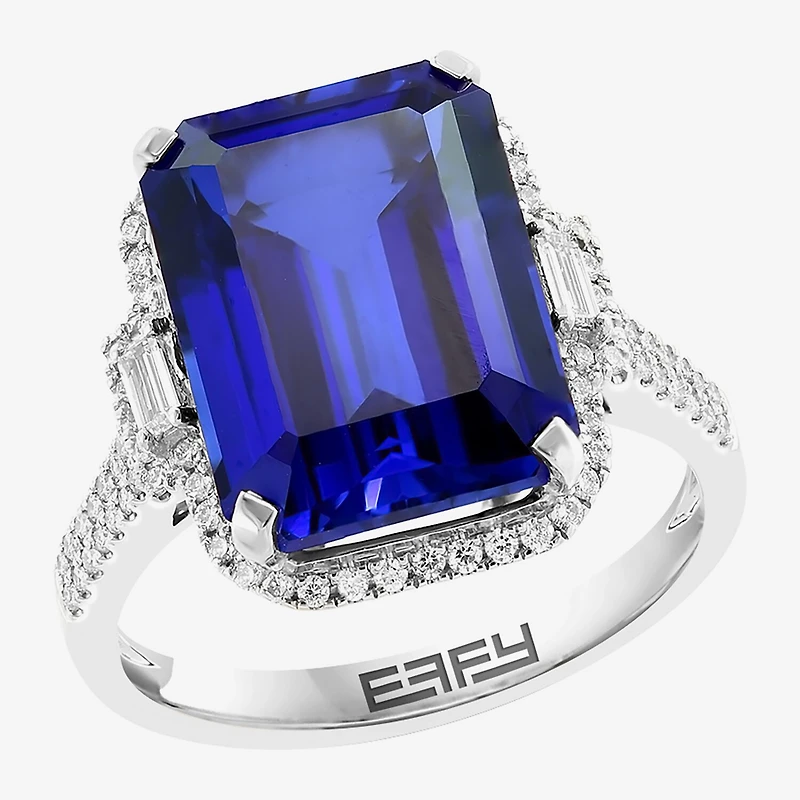 Effy Final Call Womens Gemstone & 3/8 CT. T.W. Diamond 14K Gold Halo Side Stone Cocktail Ring