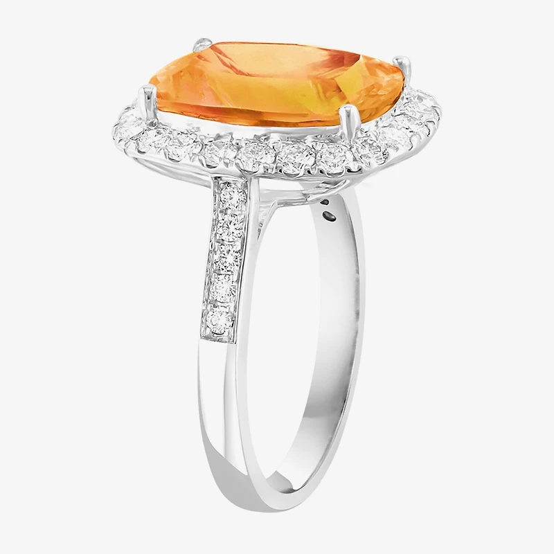 Effy Final Call Womens Genuine Yellow Citrine Sterling Silver Cushion Halo Side Stone Cocktail Ring