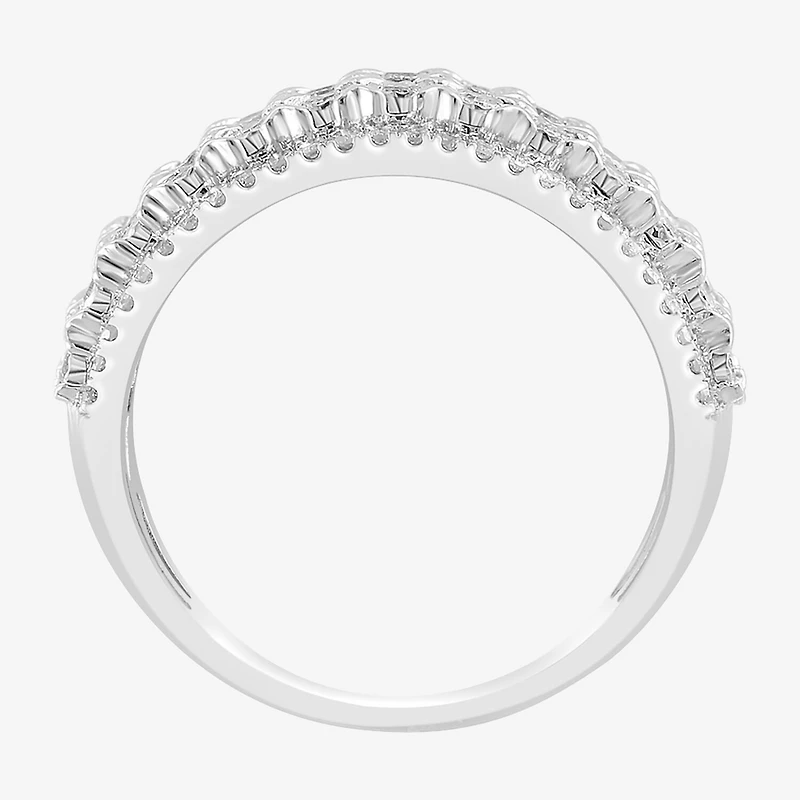 Effy Final Call Womens Natural White Diamond Sterling Silver Band