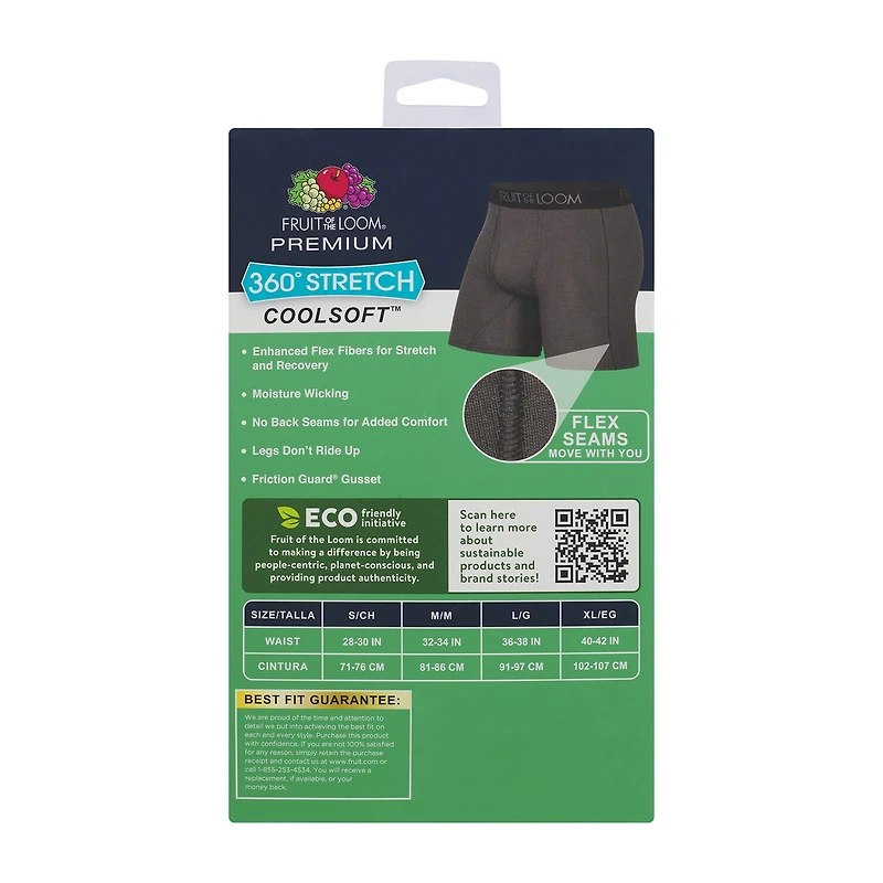 Fruit of the Loom 360 Stretch Coolsoft Mens 4 Pack Boxer Briefs Stc4bb1j