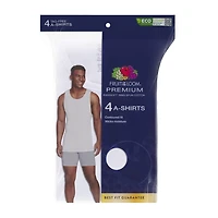 Fruit of the Loom Premium Cotton Mens Round Neck Sleeveless 4 Pack Tank